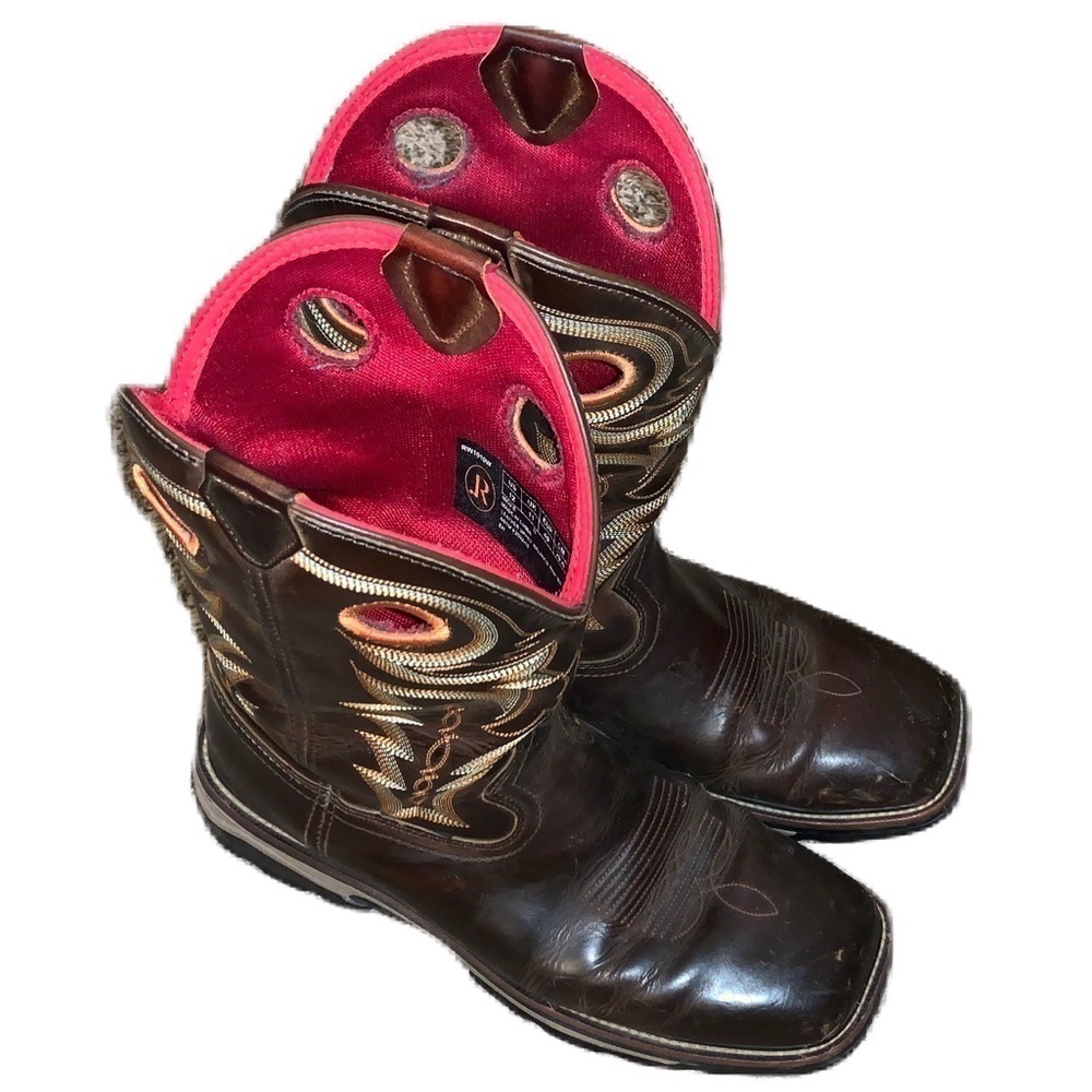 R Watson 12D Cowboy Western Leather Work Boots Waterproof Composite Square Toe - Picture 5 of 10